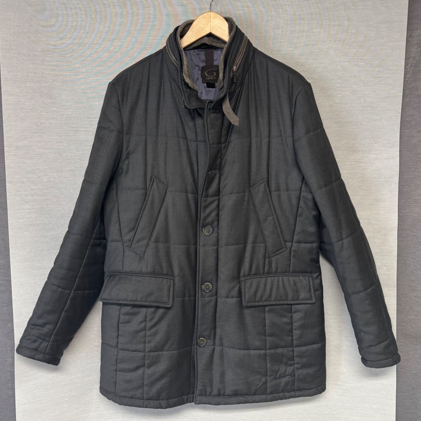 Read Gimos Quilted Wool Jacket Coat Charcoal Men's Sz M 38-40 (It 50)